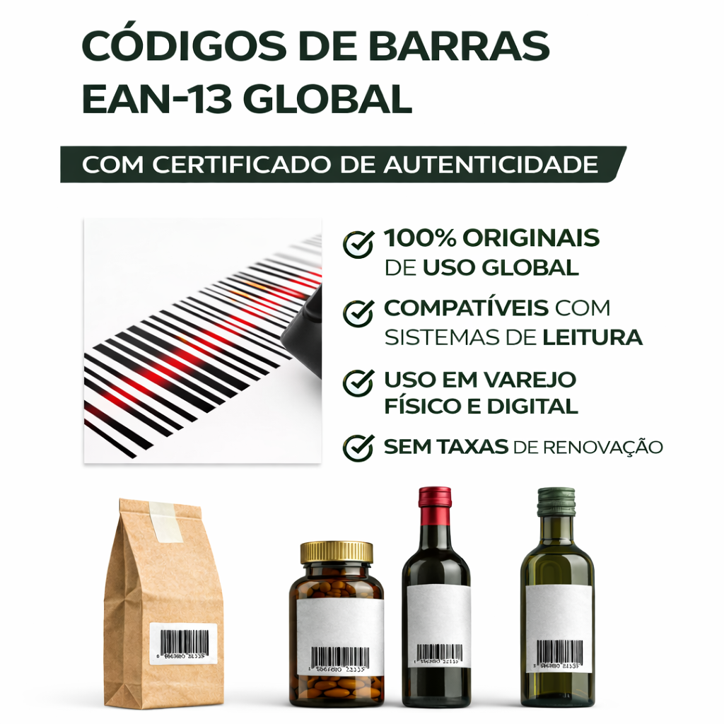 300 Códigos de Barras EAN -13 com GTIN 1 Códigos de Barras EAN